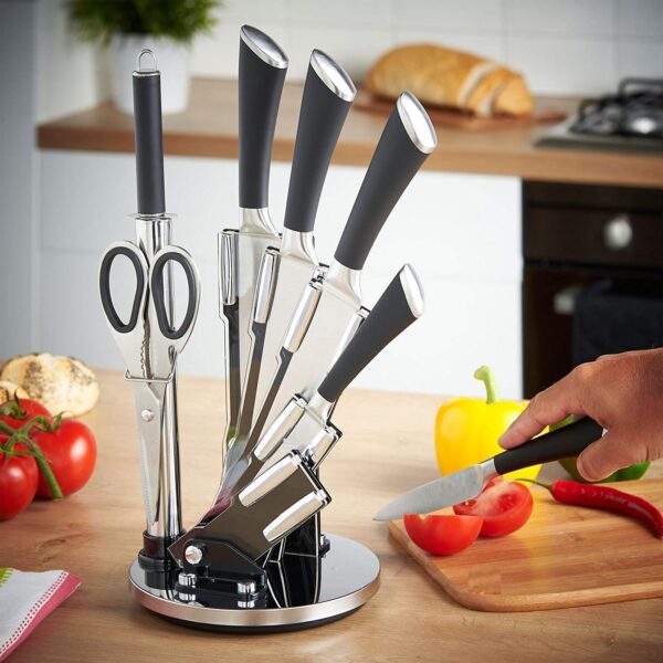 Stainless-Steel-Kitchen-Knife-Set-with-Rotating-Black-Stand-7-Piece-Professional-Kitchen-Knife-Set-Rotating-Holder-Precision-Sharp-Chef-Knives.jpg Stainless Steel Kitchen Knife Set with Rotating Black Stand & 7 Piece Professional Kitchen Knife Set Rotating Holder Precision Sharp Chef Knives