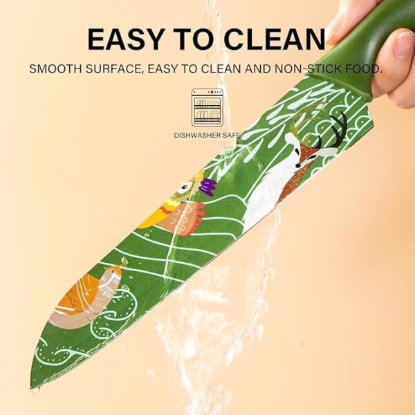 Stainless Steel Knife Set - 3-Piece Chef, Utility & Paring Blades with Anti-Slip Handles & Color Coating | Sharp Kitchen Knives for Slicing, Dicing, Chopping (Dark Green)