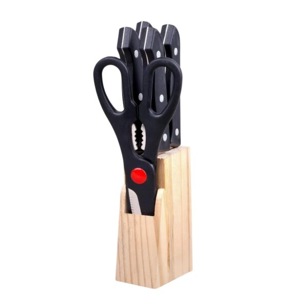 Stainless Steel Knife Set with Scissor and Wooden Stand Pack Stainless Steel Knife Set with Scissor and Wooden Stand Pack of 5 Multipurpose Kitchen Cutting Knife Combo for Vegetables Fruits Meat Utility Chopping Tools for Everyday Cooking Use