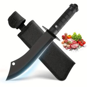 Stainless Steel Meat Knife for Kitchen, Heavy Duty Knife for Chopping, Dicing & Mincing,Butcher Knife for Home & Restaurant Use,Ergonomic Handle (1PC, Black)