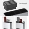 Stainless Steel Spoon Holder - Spoon Stand for Kitchen Steel - Countertop Holder for Spoons, Forks, Knives, Spatula - 15L x 10W x 10H cm (Black)