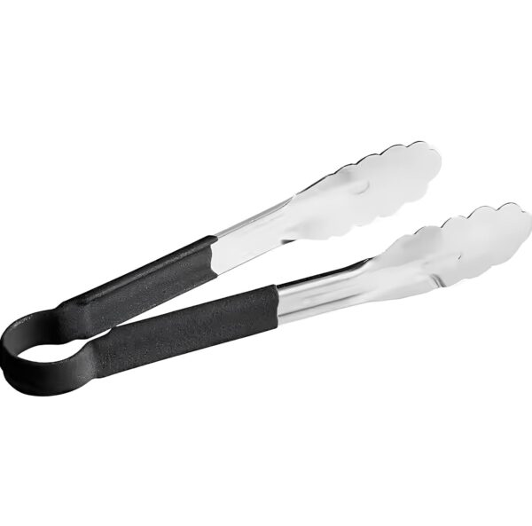 Stainless Steel Utility Tong | Multipurpose Cooking, Frying, Grilling, BBQ, Stainless Steel Utility Tong | Multipurpose Cooking, Frying, Grilling, BBQ, Serving Tongs with Heat-Resistant Grip – Durable Kitchen Utensil for Home, Hotel, Restaurant – Black Handle