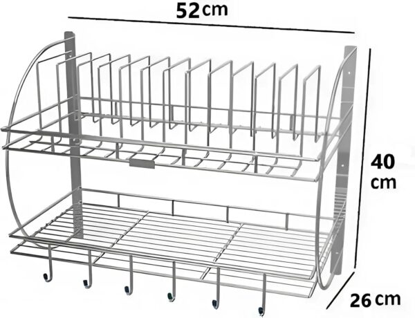 Stainless-Steel-Wall-Mounted-2-Tier-Kitchen-Dish-Rack-Rust-Resistant-Dish-Drainer-with-12-Plate-Holders-6-Hooks-Removable-Drip-Tray-Space-Saving-Organizer-for-Plates-BowlsKitchen-Tools.jpg Stainless Steel Wall-Mounted 2-Tier Kitchen Dish Rack Rust-Resistant Dish Drainer with 12 Plate Holders, 6 Hooks, Removable Drip Tray, Space-Saving Organizer for Plates, Bowls,Kitchen Tools