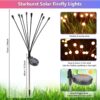 Starburst Swaying Solar Garden Lights - 8 LED Firefly Decorative Outdoor Lamps, IP65 Waterproof Warm White Path Lighting, Solar Powered Flickering Swings for Patio & Lawn (Pack of 1)