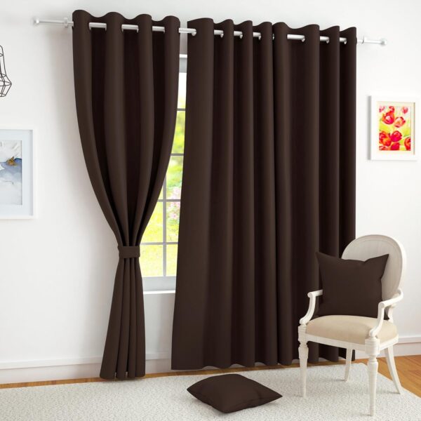 Story@Home 100% True Blackout Door Curtains 7 Feet Long Set Story@Home 100% True Blackout Door Curtains 7 Feet Long Set of 2 Solid Thermal Insulated Room Darkening Curtain for Living Room | (116 X 215 Cm, Dark Brown)
