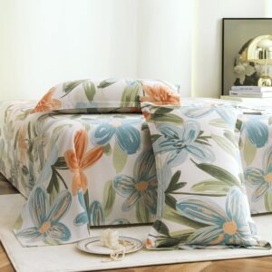 Story@Home Bedsheet for Double Bed Cotton 190 TC with 2 Pillow Covers, White & Light Blue, Floral, 225 cm X 250 cm | Perfect for Home Decor