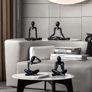 Street27® 4pcs Decorative Abstract Thinker Men Statue showpiece Set | Street27® 4pcs Decorative Abstract Thinker Men Statue showpiece Set | Home Decor Items|Premium PVC Modern Art showpiece for Home Decor Living Room Bedroom Bookshelf Desktop Table Office Gift (Black)