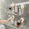 Suction Cup Bathroom Organiser Without Drill | Shelf Organizer Wall Suction Cup Bathroom Organiser Without Drill | Shelf Organizer Wall Mounted Bathroom Shelves | Rack Holder Stand for Bathroom Accessories Organiser Without Drill (Pack of 1)