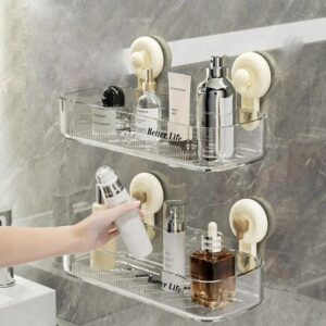 Suction Cup Bathroom Organiser Without Drill | Shelf Organizer Wall Mounted Bathroom Shelves | Rack Holder Stand for Bathroom Accessories Organiser Without Drill (Pack of 1)