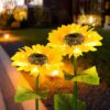 Suicune Sunflower Solar Lights Outdoor Garden Decorative, Fall Solar Garden Suicune Sunflower Solar Lights Outdoor Garden Decorative, Fall Solar Garden Lights, Solar Flower Lights IP65 Waterproof for Yard Patio Porch Backyard (2 Pack)