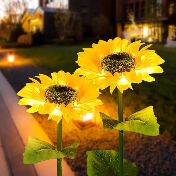Suicune Sunflower Solar Lights Outdoor Garden Decorative, Fall Solar Garden Suicune Sunflower Solar Lights Outdoor Garden Decorative, Fall Solar Garden Lights, Solar Flower Lights IP65 Waterproof for Yard Patio Porch Backyard (2 Pack)