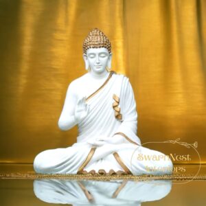 SwarnNest® Beautiful Sitting Buddha Idol Statue for Home & Garden - Big Size 2 Feet | Beautiful Home Decor Items for Living Room (Premium Collection) (Golden Patti 3)