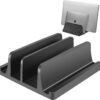 TARKAN Vertical Laptop Holder | 2-Slot Desk Space Saving Organizer TARKAN Vertical Laptop Holder | 2-Slot Desk Space Saving Organizer Stand Fits All Laptop Sizes (ABS, Black)