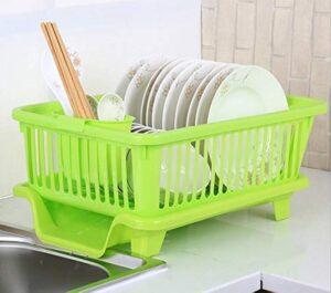 TEKCOOL Plastic Durable Kitchen Drainer Dish Rack Organizer/Drying Tray, Dish TEKCOOL Plastic Durable Kitchen Drainer Dish Rack Organizer/Drying Tray, Dish Rack with Drying Tray (Green, 45 x 32 x 18 cm, Green)