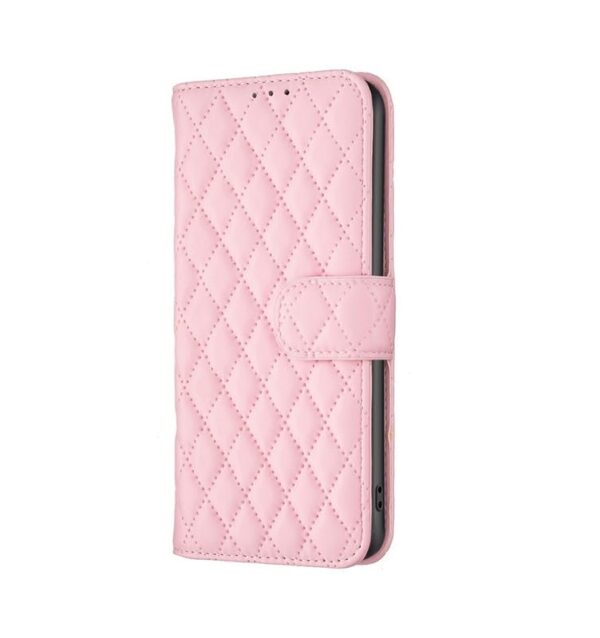 TELETEL Quilt Leather Magnetic Closure | Cards & Cash Pockets Wallet Mobile Case | Phone Flip Cover - Pink for Samsung Galaxy M21