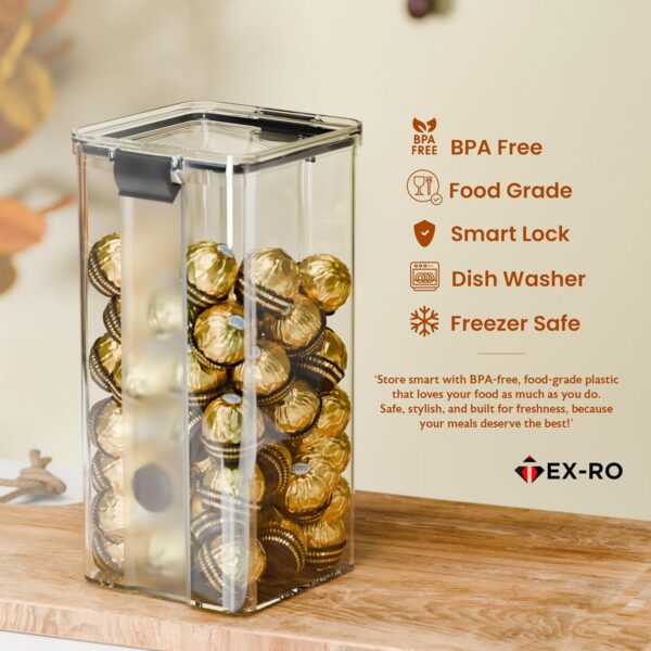 TEX-RO Air Tight Containers For Kitchen Storage Box/BPA Free Storage Containers For Kitchen/Containers For Kitchen Storage Set/Kitchen Accessories Items For Home (1100 Ml Set Of 8) Transparent