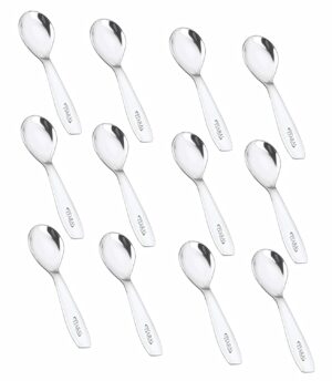 TIARA 12Pc Masala Spoon Heavy Guage Stainless Steel Small Spoon Mini Spoon for Masala Containers Spoon Set for Home/Kitchen Length 8cm (12Pc)