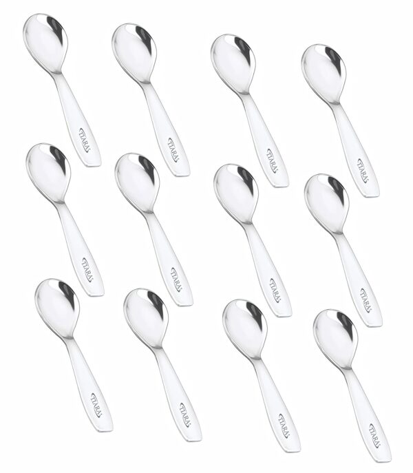 TIARA 12Pc Masala Spoon Heavy Guage Stainless Steel Small Spoon TIARA 12Pc Masala Spoon Heavy Guage Stainless Steel Small Spoon Mini Spoon for Masala Containers Spoon Set for Home/Kitchen Length 8cm (12Pc)