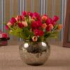 TIED RIBBONS Multicolor Flowers with Mercury Glass Vase for Mothers Day Home Decor Center Table Bedroom Living Room and Office Decoration (Multicolor)