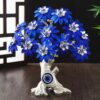 TIED RIBBONS Tree of Life Bonsai - (Silver & Blue, TIED RIBBONS Tree of Life Bonsai - (Silver & Blue, 22Cm) Evil Eye Tree Feng Shui Showpiece Items for Good Luck Positive Energy Vastu Shelf Living Room Home Décor House Warming Gifts and Decoration