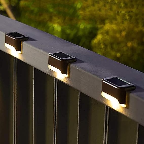 TRV Hubs (Set of 4 Pcs) Solar Stairs Light Automatic Sensor Weather Resistant Easy Installation Energy Efficient Outdoor Versatile Lamp for Home Garden Balcony