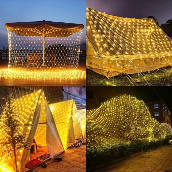 TechPride-LED-Net-Mesh-String-Lights-192-LED-Warm-White-Fairy-Lights-with-8-Modes-9.8ft-x-6.6ft-Decorative-Mesh-Lights-for-Home-Balcony-Garden-Wedding-Diwali-Christmas-Party-Decoration.jpg TechPride LED Net Mesh String Lights | 192 LED Warm White Fairy Lights with 8 Modes | 9.8ft x 6.6ft Decorative Mesh Lights for Home, Balcony, Garden, Wedding, Diwali, Christmas & Party Decoration