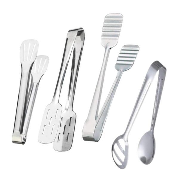The Cook House - Stainless Steel Utility Tong for Kitchen Tong for Cooking, Frying & Serving | Pakkad for Kitchen with Grip, Tong, Pakadni, Sansi, Chimta, Gripper for Kitchen Use - Set of 4