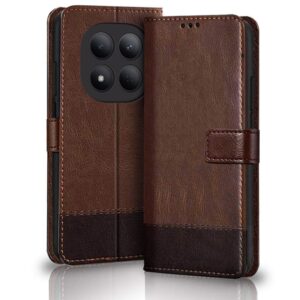 TheGiftKart Flip Back Cover Case for Mi Redmi Note 15 Pro 5G | Dual-Color Leather Finish | Inbuilt Stand & Pockets | Wallet Style Flip Back Case for Redmi Note 15 Pro 5G (Faux Leather, Brown & Coffee)