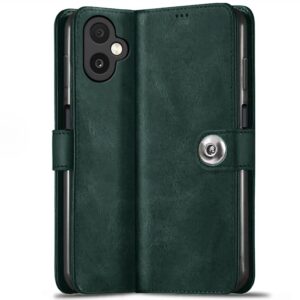 TheGiftKart Flip Cover Back Case for Samsung Galaxy M17e 5G TheGiftKart Flip Cover Back Case for Samsung Galaxy M17e 5G / A07 / F70e / A07 5G | Genuine Leather Finish | Designer Button | Inbuilt Pockets & Stand | Flip Back Cover Case (Faux Leather, Green)