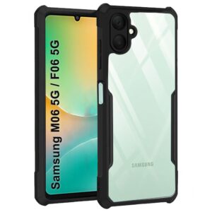TheGiftKart Shockproof Crystal Clear Back Cover Case for Samsung Galaxy TheGiftKart Shockproof Crystal Clear Back Cover Case for Samsung Galaxy M06 5G / F06 5G | 360 Degree Protection | Protective Design | Transparent Case for Samsung M06 / F06 5G (PC & TPU, Black Bumper)