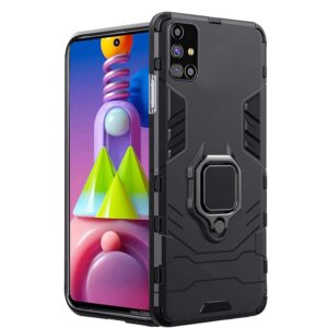 TheGiftKart Tough Armor Bumper Back Case Cover for Samsung Galaxy TheGiftKart Tough Armor Bumper Back Case Cover for Samsung Galaxy M51 | Ring Holder & Kickstand in-Built | 360 Degree Protection | Hard Back Case Cover for Samsung Galaxy M51 (PC & TPU, Black)