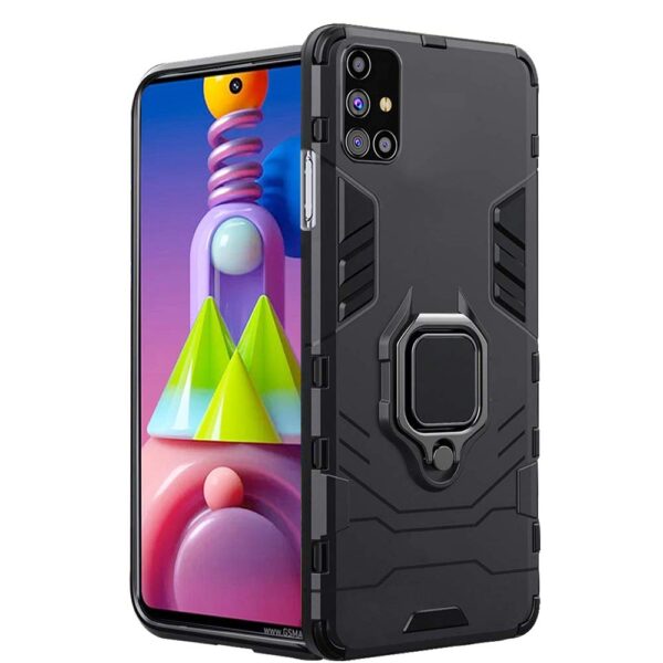 TheGiftKart Tough Armor Bumper Back Case Cover for Samsung Galaxy TheGiftKart Tough Armor Bumper Back Case Cover for Samsung Galaxy M51 | Ring Holder & Kickstand in-Built | 360 Degree Protection | Hard Back Case Cover for Samsung Galaxy M51 (PC & TPU, Black)