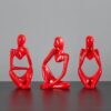 Thinker Statue Decor, Resin Thinker Sculpture Abstract White Resin Decor for Office Desktop or Home (Red)