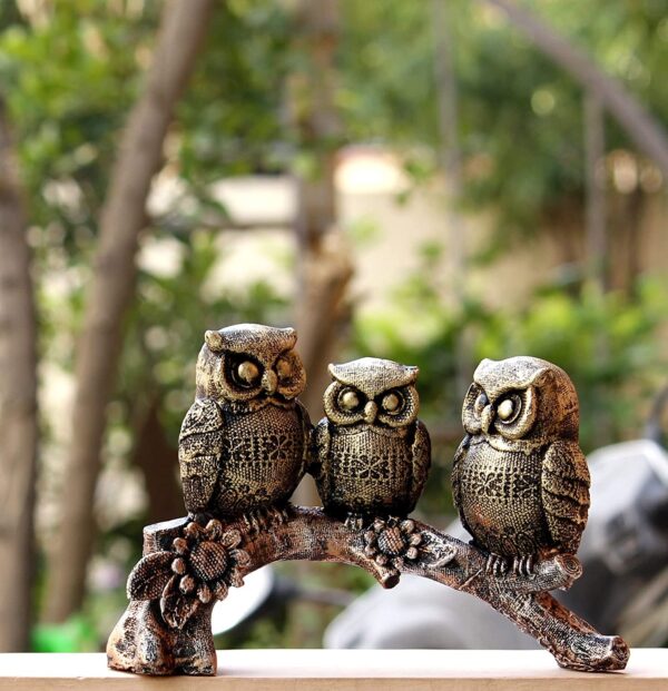Top Trends® Handcrafted Owl Family Sitting on Tree Decorative Bird Top Trends® Handcrafted Owl Family Sitting on Tree Decorative Bird Showpieces Statue for Home Decor Living Room Bedroom Wall Shelf Table Top Garden Decoration Items