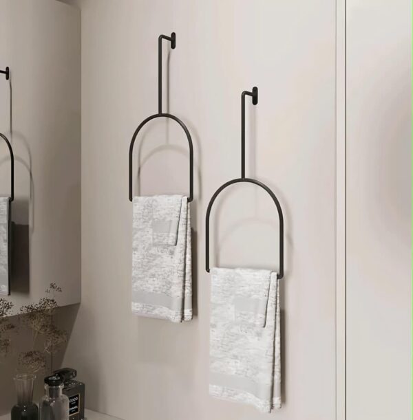 Towel Ring, Black Metal, Arched Design, Towel Holder in Bathroom, Towel Ring, Black Metal, Arched Design, Towel Holder in Bathroom, Towel Hanger for wash Basin, Bathroom Towel Hanger for Wall,7x16.5 Inch, Wall Mounted Towel Holder for Bathroom (Set of 1)