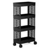 Trailbrix PoRtAbLe uTiLiTy Black 4-Tier Rolling Storage Cart with Wheels, Portable Utility Organizer Trolley for Kitchen, Bathroom, Office(Kitchen Rack 4 TIRE NN)