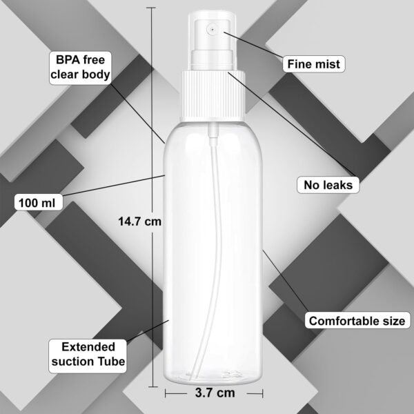 Transparent Empty Refillable Reusable Ultra Fine Mist Spray Bottle Atomizer, Mist Pump For Beauty, Personal Care, Face-Hair Moisturizing, Plants, Electronic Gadgets, Cleaning, Pack of 2
