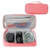 Travel Organizer For Electronic Accessories|Multipurpose Pouch|Adapter, Cable, Gadget Organizer|Two Comparment With Zipper (Pink Blue)