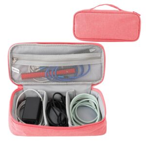 Travel Organizer For Electronic Accessories|Multipurpose Pouch|Adapter, Cable, Gadget Organizer|Two Comparment Travel Organizer For Electronic Accessories|Multipurpose Pouch|Adapter, Cable, Gadget Organizer|Two Comparment With Zipper (Pink Blue)