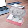 Travel Organizer For Electronic Accessories|Multipurpose Pouch|Adapter, Cable, Gadget Organizer|Two Comparment With Zipper (Pink Blue)