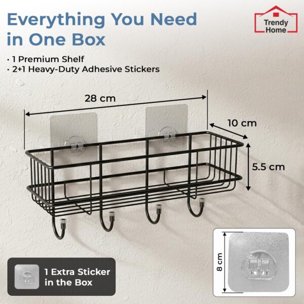 Trendy-Home-Self-Adhesive-Bathroom-Organiser-Drill-Free-Metal-Wall-Rack-with-7-Layer-Black-Powder-Coated-Matte-Finish-Magic-Sticker-Bathroom-Storage-Shelf-with-4-Hooks-Rust-Proof-Wall-Organizer.jpg Trendy Home Self Adhesive Bathroom Organiser, Drill-Free Metal Wall Rack with 7-Layer Black Powder Coated Matte Finish, Magic Sticker Bathroom Storage Shelf with 4 Hooks, Rust-Proof Wall Organizer