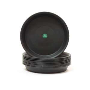 TrustBasket UV Treated Round Bottom Tray/Plate/Saucer Suitable for 10 inch TrustBasket UV Treated Round Bottom Tray/Plate/Saucer Suitable for 10 inch Round Plastic Pot (Black Color) - Set of 12 | Heavy Duty Durable Plant saucerGamla for Indoor & Outdoor Balcony Garden
