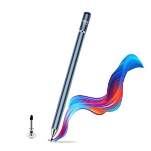 Tukzer Universal Stylus Pen for Smartphone/Tablet/iPad/Pro/Air/iPhone/iOS/Android/All Touch Screens Devices| Fine Tukzer Universal Stylus Pen for Smartphone/Tablet/iPad/Pro/Air/iPhone/iOS/Android/All Touch Screens Devices| Fine Point Disc Tip, Lightweight Aluminum Body Magnetic Cap Drawing Writing (Grey)