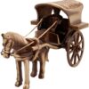 Two Moustaches Brass Horse Cart Replica Showpiece, Showpieces for Home Décor, Showpieces for Corner Table, Brass Home Decor, Showpiece for Gift, Standard, Pack of 1