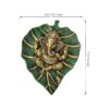 Two Moustaches Decorative Leaf Ganesha on Patta Metal Wall Hanging Showpiece, Green & Golden, Standard (TMP/1991B)