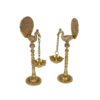 Two Moustaches Peacock Design 9 Inches Brass Hanging Diya Pair, Two Moustaches Peacock Design 9 Inches Brass Hanging Diya Pair, Diya for Pooja, Diyas for Home Decoration, Antique Yellow, Standard, Pack of 2