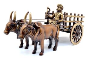 Two Moustaches Vintage Bullock Cart Design Brass Decor Showpiece, Weight Two Moustaches Vintage Bullock Cart Design Brass Decor Showpiece, Weight - 1.8 Kg, Home Decor Items for Living Room, Show Pieces for Home Decor, Aesthetic Room Decor Items, 9 Inches, Pack of 1
