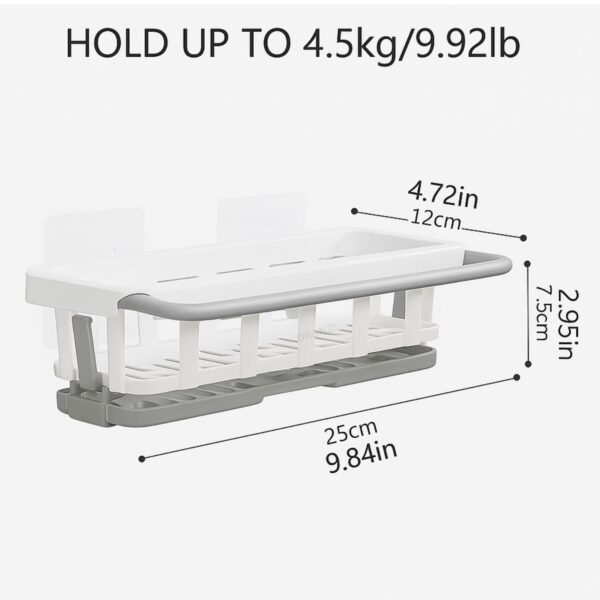 Two-Tone Hanging Drain Rack | Retractable Sink Storage Tray with Drying Basket | Self-Adhesive Sponge Holder & Organizer for Kitchen/Bathroom | No-Drill Wall Mounted, Space-Saving Plastic Rack