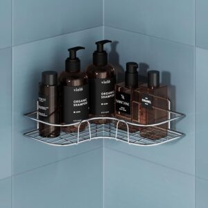 U-S-F BATH ACCESSORIES USF Wall Mounted Corner Shelf for Bathroom, Adhesive Storage Rack for Toiletries and Kitchen Essentials with Space Saving Design (Chrome, Pack of 1)
