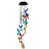 UBliss Blue Hummingbird Solar Wind Chime with Color-Changing LED – 6 Bells & 4 Metal Rods – Waterproof Outdoor Hanging Light for Garden, Balcony, Patio & Yard – Gift for Home Decor